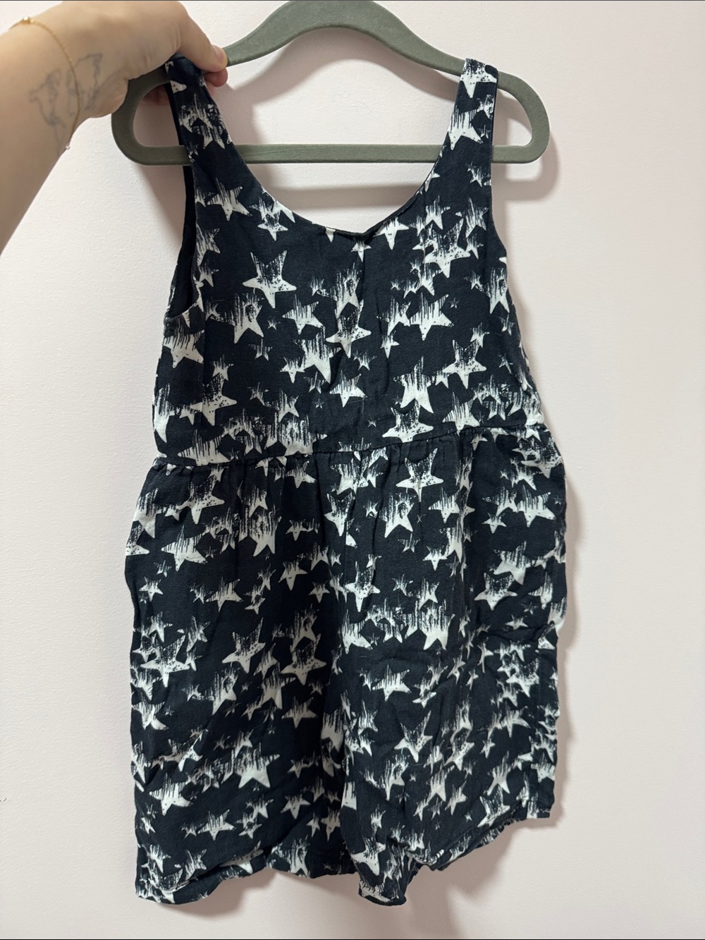 Kids Black & White Star Print Romper